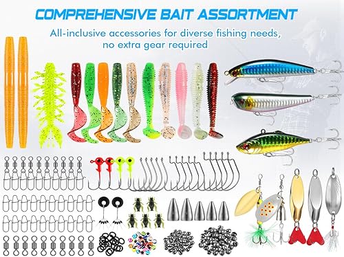 Miniatura 8 de PLUSINNO Señuelos de Pesca, Caja de Aparejos de 137 Piezas con Aparejos Incluidos, Crankbaits, Cuchara, Anzuelos, Pesas y Otros Accesorios, Kit