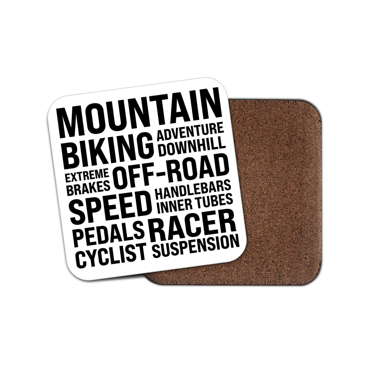 Square Single Coaster - Mountain Cycling Bike Riding Off-Road Words Thoughts Boys Men Mancave Gift #77287