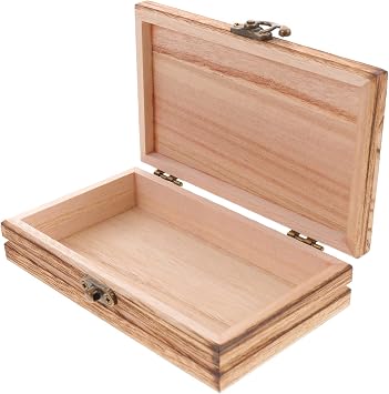 Sewroro Wooden Box with Hinged Lid Treasure Chest Memory Hobby Preservation Rustic Decorative Archival Organizer Jewelry Gadget Trinkets Keepsake Wood Storage Boxes
