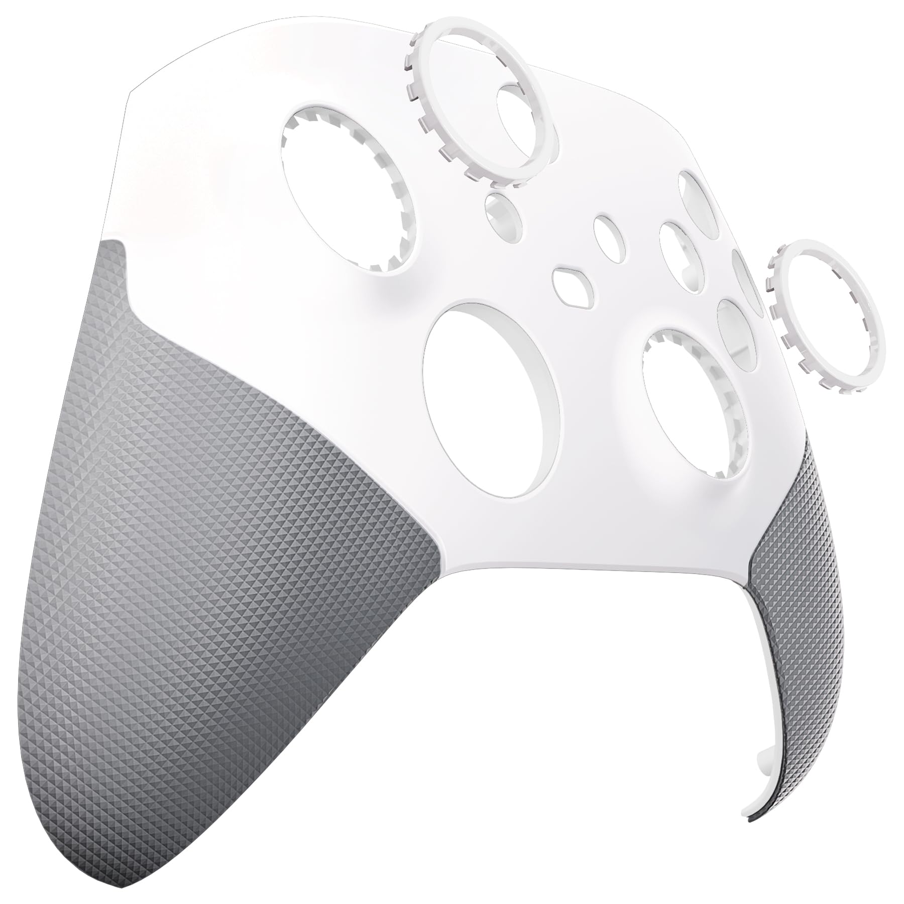 eXtremeRate Cover Grip Gommato per Xbox Series X S Controller,Custodia Scocca Copertura Frontale Shell Ricambio per Xbox Series X S Joystick Model 1914 con Anelli,ASR Versione-Bianco&Grigio