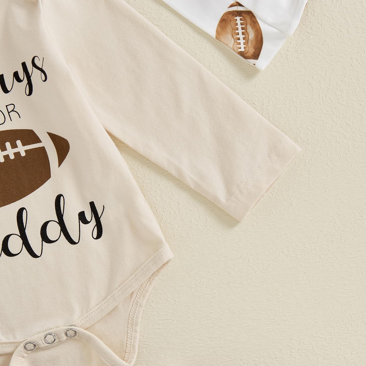 Karuedoo Newborn Baby Boy Football Outfit Sundays Are For Football with Daddy Long Sleeve Romper Football Pants Hat 3Pcs Sets - Image 6