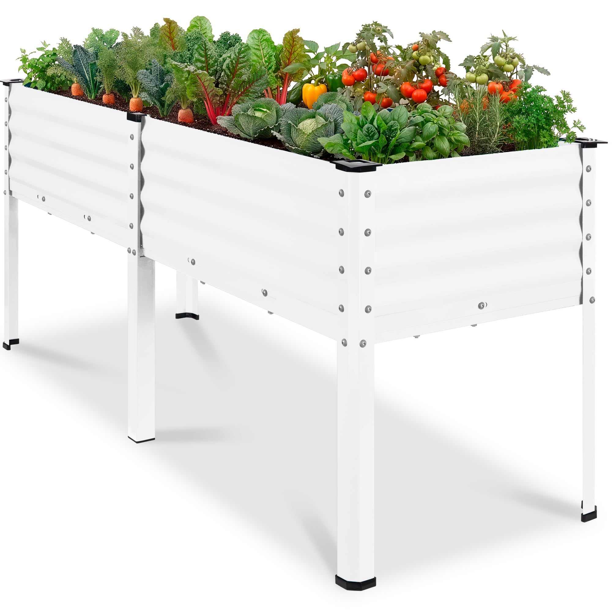 Best Choice Products 72x24x30in Non Toxic Galvanized Raised Garden Bed, Metal Elevated Planter Box, Vegetable Garden, 100% Non Toxic Materials - White