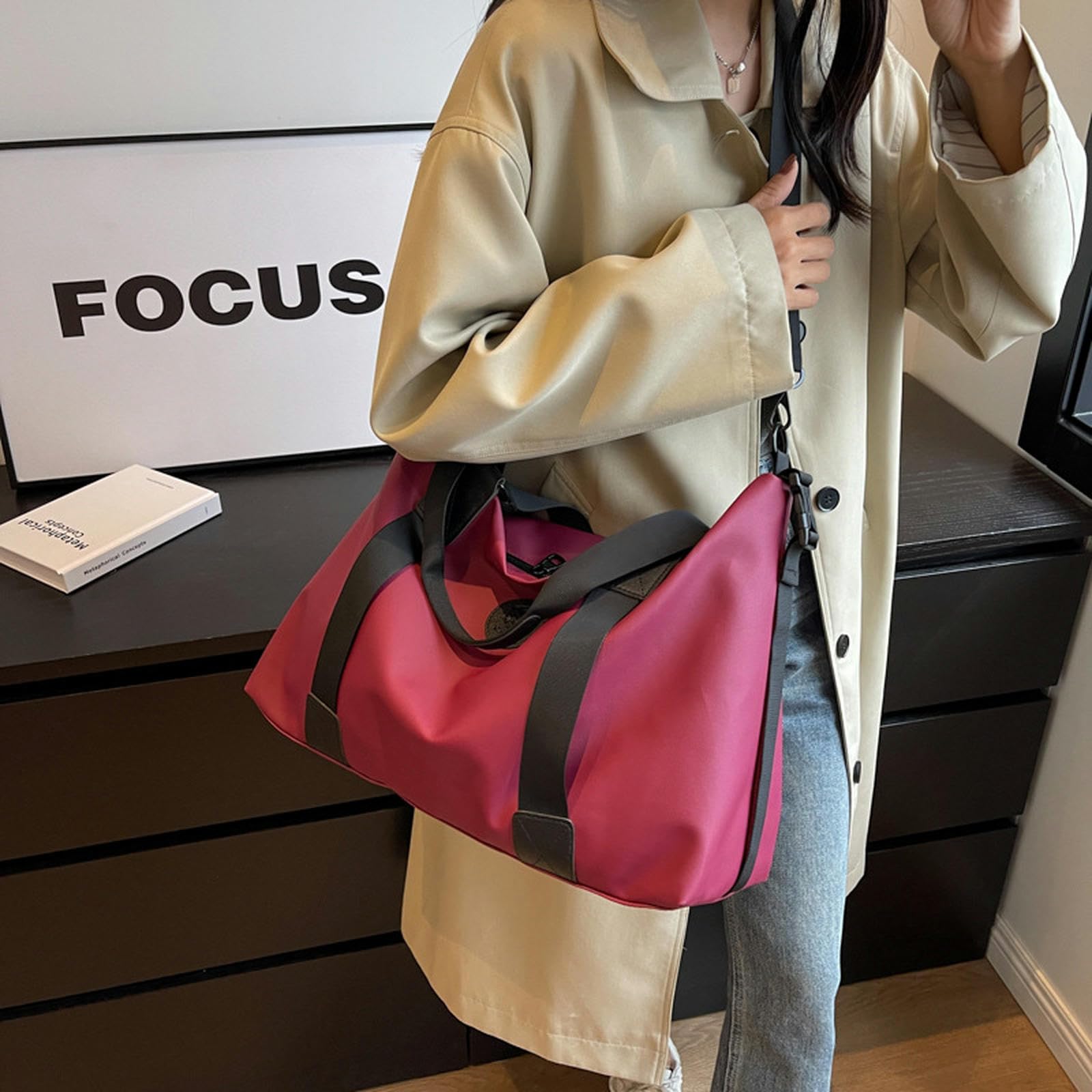 Reisetasche Herren Reisetasche Große Kapazität Tragbarer Oxford Stoffspeicher Beutel Sport Fitness Bag Frauen Freizeit -grau