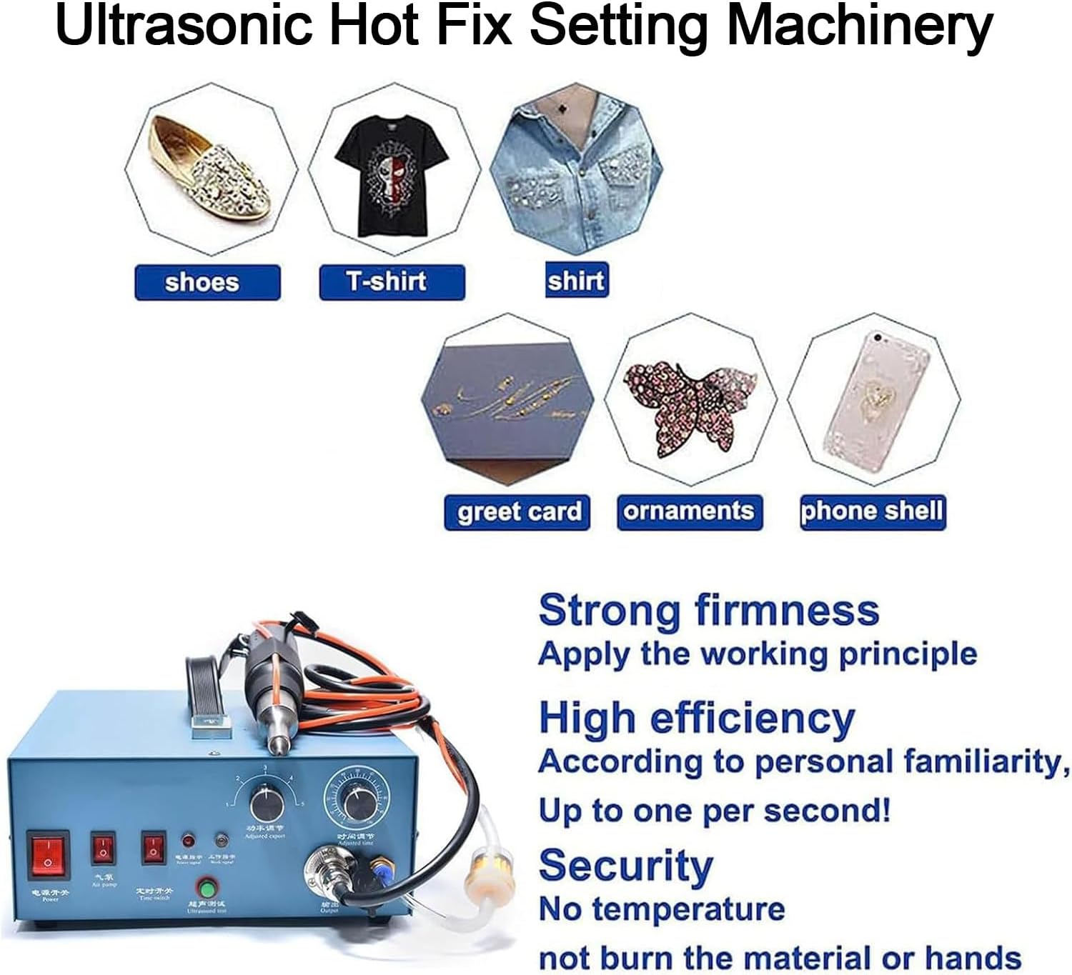 Rhinestone Hotfix Setting Machine, 500W Transfer & Fabric Bling Applicator,with Pump & 8 Adjustable Tips, for Professional Apparel Decoration & DIY Crafting Projects