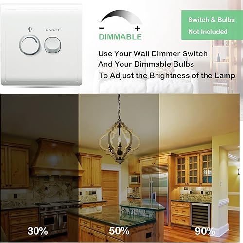 Miniatura 7 de Eayaya Lámpara de comedor sobre mesa, 6 lámparas de casa de campo para dormitorio, iluminación colgante de cocina de madera envejecida sobre la