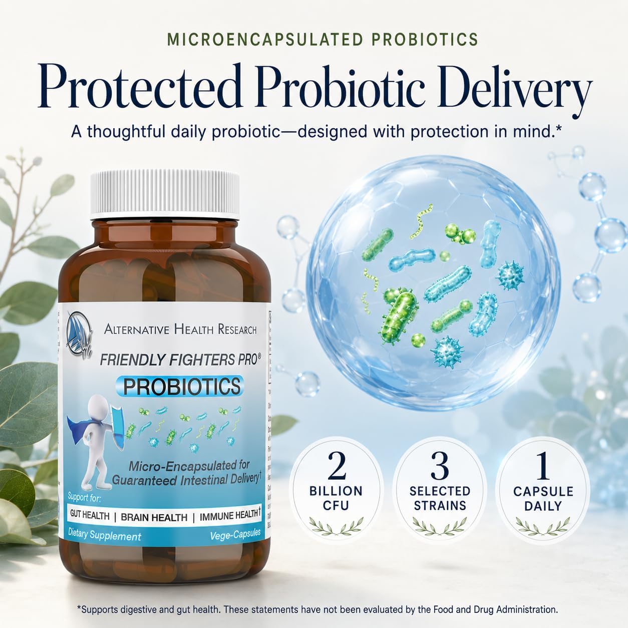 Friendly Fighters Pro® Probiotic | Digestive & Immune Health* | Healthy Inflammation* & Allergy Relief* | Micro-Encapsulated for Guaranteed Delivery | 1 Month Supply | 2 billion CFU for Safe Daily Use image 2