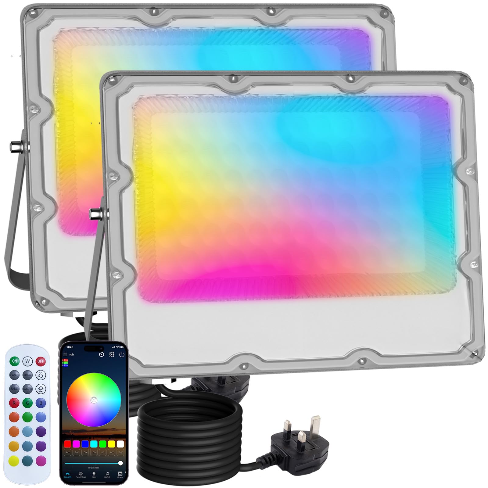 OUSIDE 2-Pack RGB LED Flood Lights Outdoor,Color Changing Flood Lights,50W (400W Equivalent),5000LM
