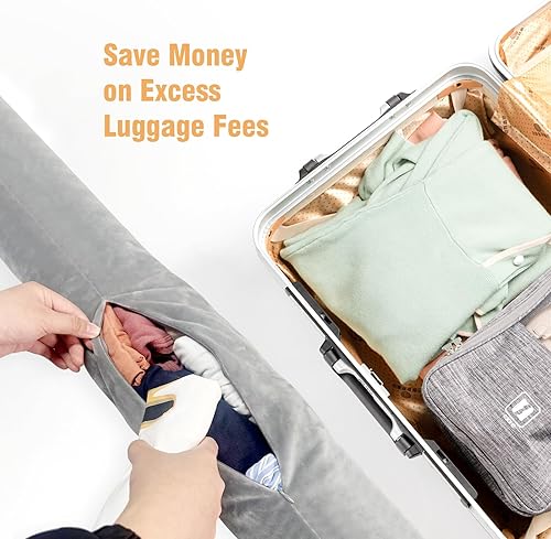 Miniatura 3 de YEPLINS Almohada de viaje rellenable para avión, almohada de cuello rellenable para viajes, almohada de cuello de viaje rellena con ropa, almohada