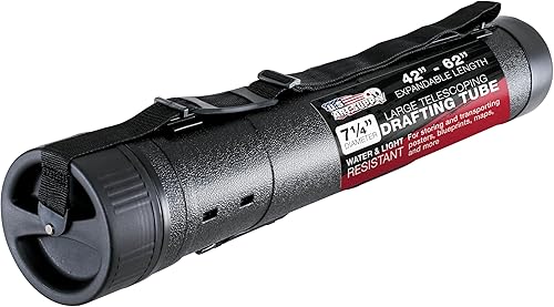 US Art Supply Tubo de dibujo telescópico negro extra grande diámetro 7 14 pulgadas, longitud 42 a 62 pulgadas