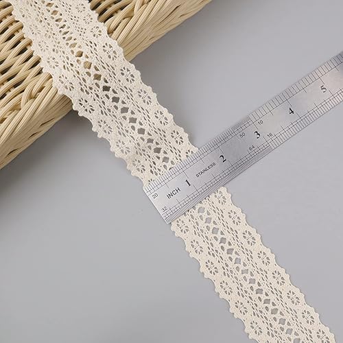 Miniatura 3 de IDONGCAI Cinta de encaje de algodón vintage, 10 yardas, 1.6 pulgadas de ancho, patrón de ganchillo, encaje para manualidades de costura, cinta de