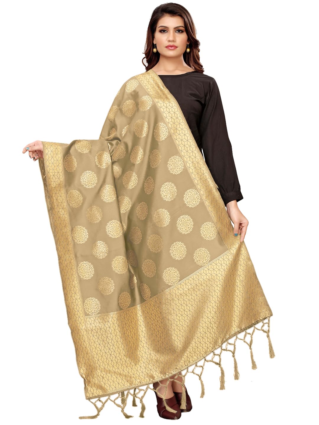 Jaanvi fashion Women’s Woven Design Silk Dupatta (banarasi-dupatta-gola-yellow_Beige & Red_Free Size) Jaanvi fashion Women’s Woven Design Silk Dupatta (banarasi-dupatta-gola-yellow_Beige & Red_Free Size)