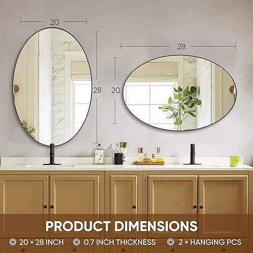Miniatura 5 de Espejo ovalado de 22 x 38 pulgadas, espejo ovalado negro para pared, espejo de tocador, espejo en forma de píldora, espejo de pared ovalado para