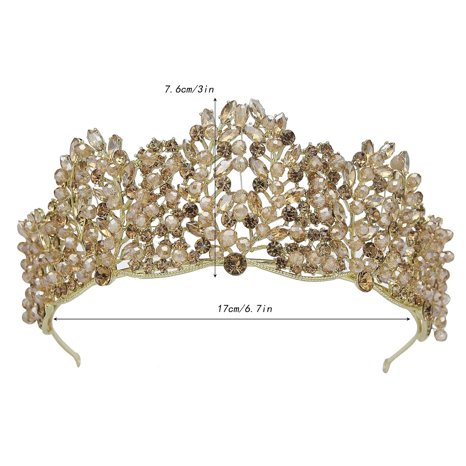 Luxury Rhinestone Baroque Queen Tiaras and Crowns for Women, Sparkly Wedding Princess Headband Handmade Crystal Bridal Costume Headpieces for Quinceanera Halloween Birthday Prom(Gold)