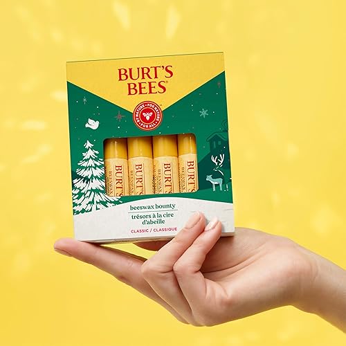 Miniatura 7 de Burt's Bees Regalos de Navidad, 4 productos de relleno de bálsamos labiales, juego clásico Bounty de cera de abeja, bálsamo labial hidratante de