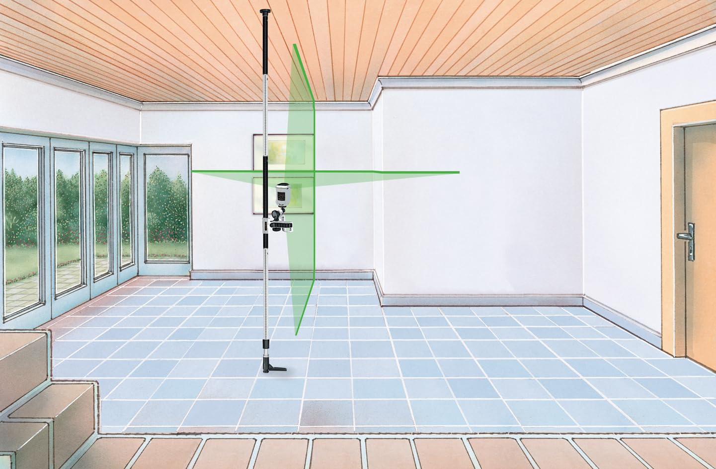 Laserliner Laser à Lignes Croisées SmartVision, Laser Vert | Trépied de 270 cm, Usage Intérieur et Extérieur, Mode Récepteur Manuel Inclus