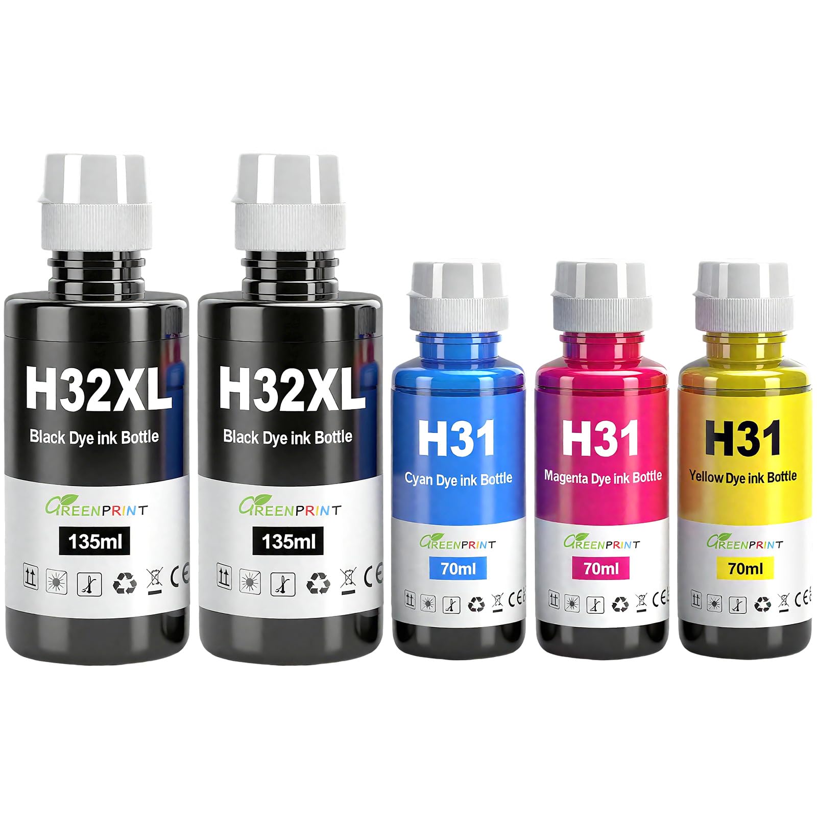 Tinte Kompatibel Mit HP 31/32XL – 2 X Schwarz (je 135 Ml), Für Smart Tank Drucker, Bis Zu 6000 Seiten