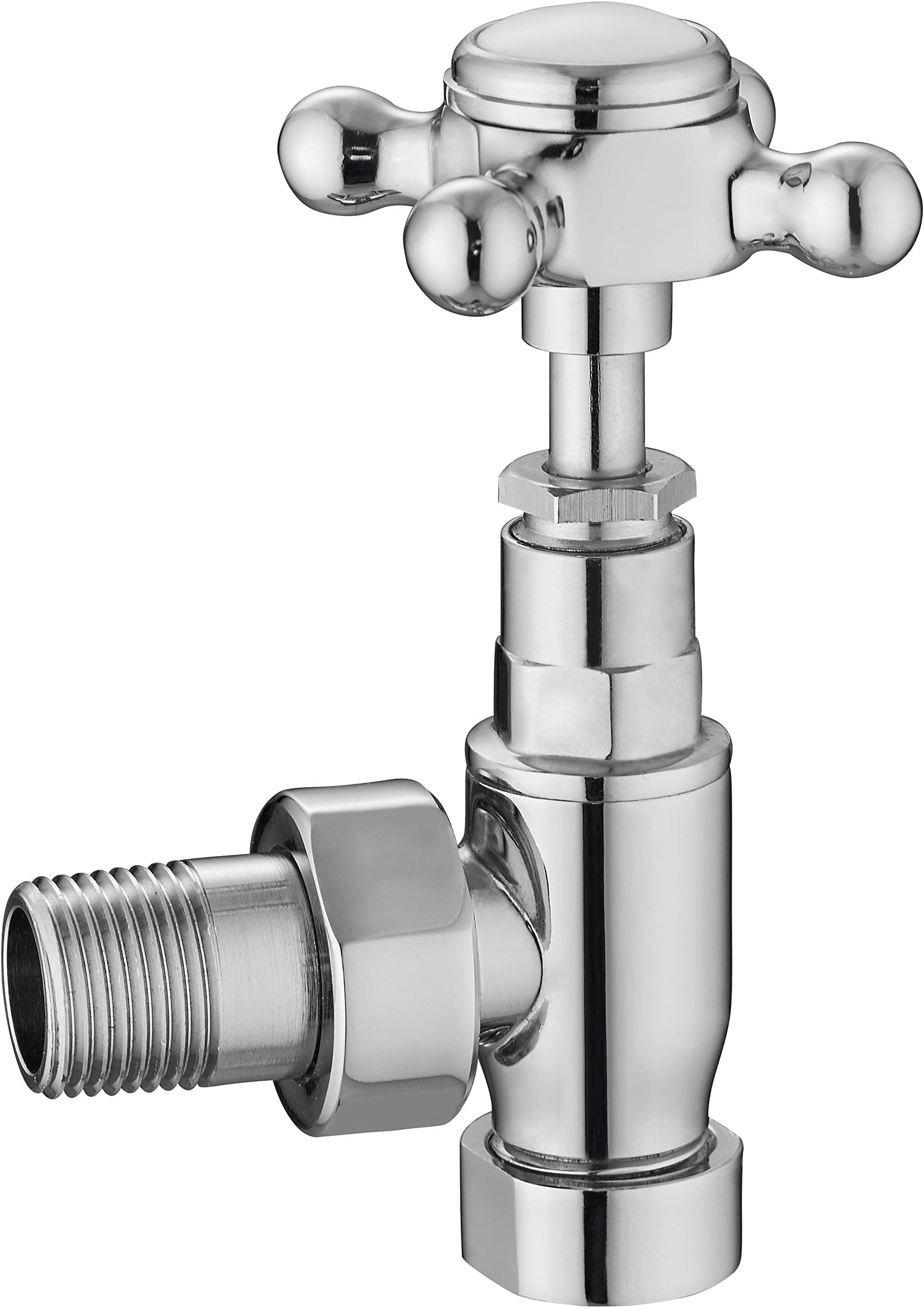MilanoTraditional Chrome Angled Heated Towel Rail Radiator Valves Crosshead Handles