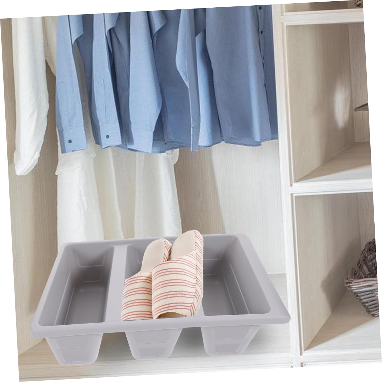 4Pcs Space Efficient Vertical Shoe Storage Box Material Shoe Holders Stackable Shoe Organizer for Home Dorm Hotel and Bedroom Grey Light Grey