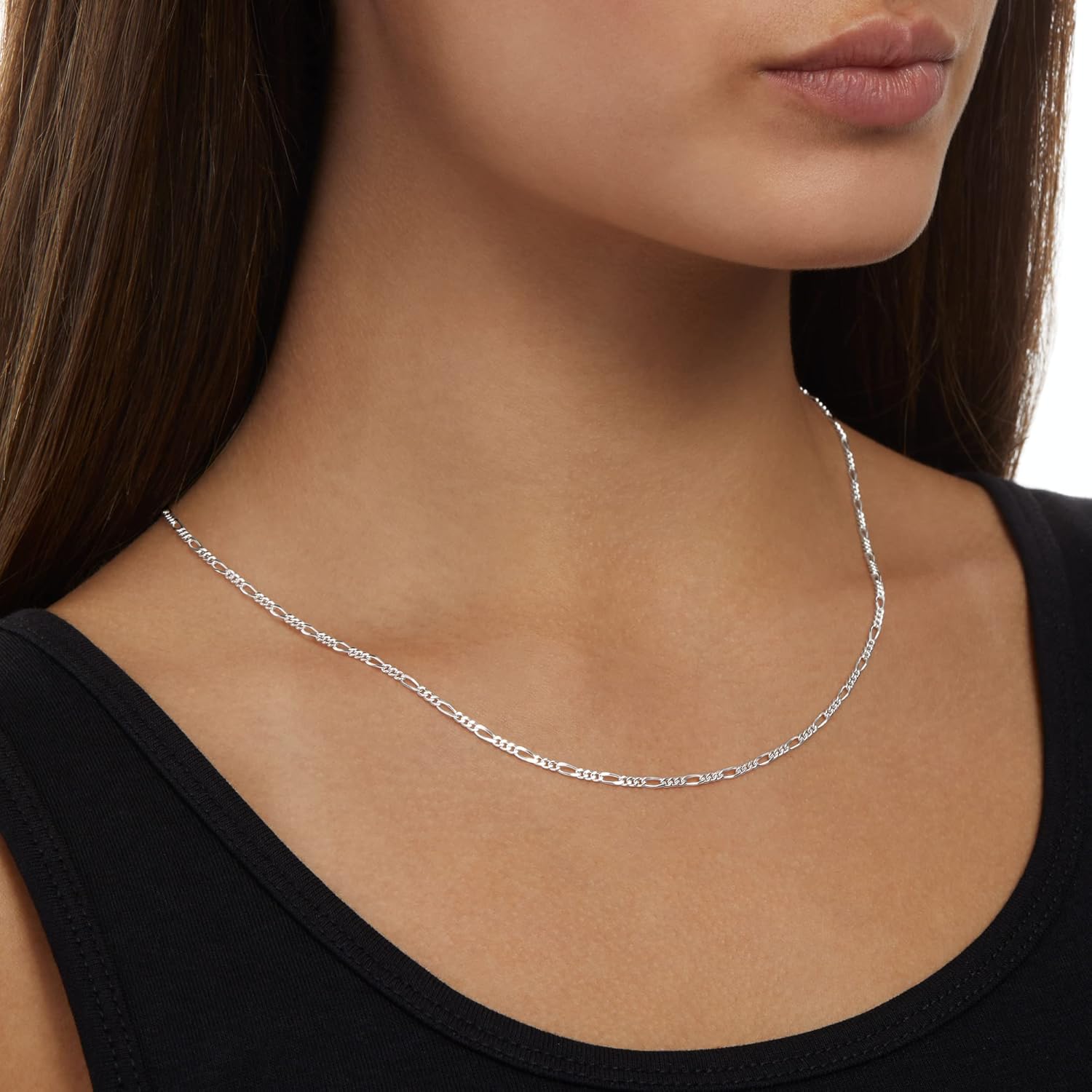 Amazon Essentials 14k Gold or Sterling Silver Plated Figaro Chain Necklace - Image 2