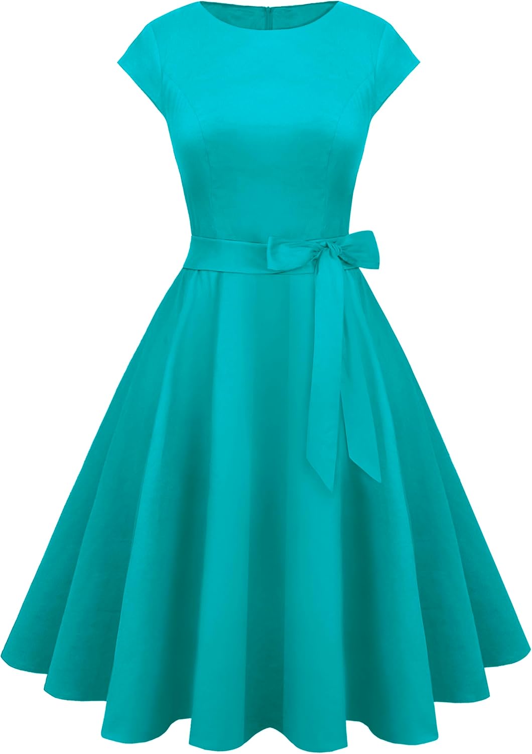 tagunop Women's Cocktail Dresses Vintage 1950s Retro Boatneck Cap Sleeve Dress with Pockets - Image 3