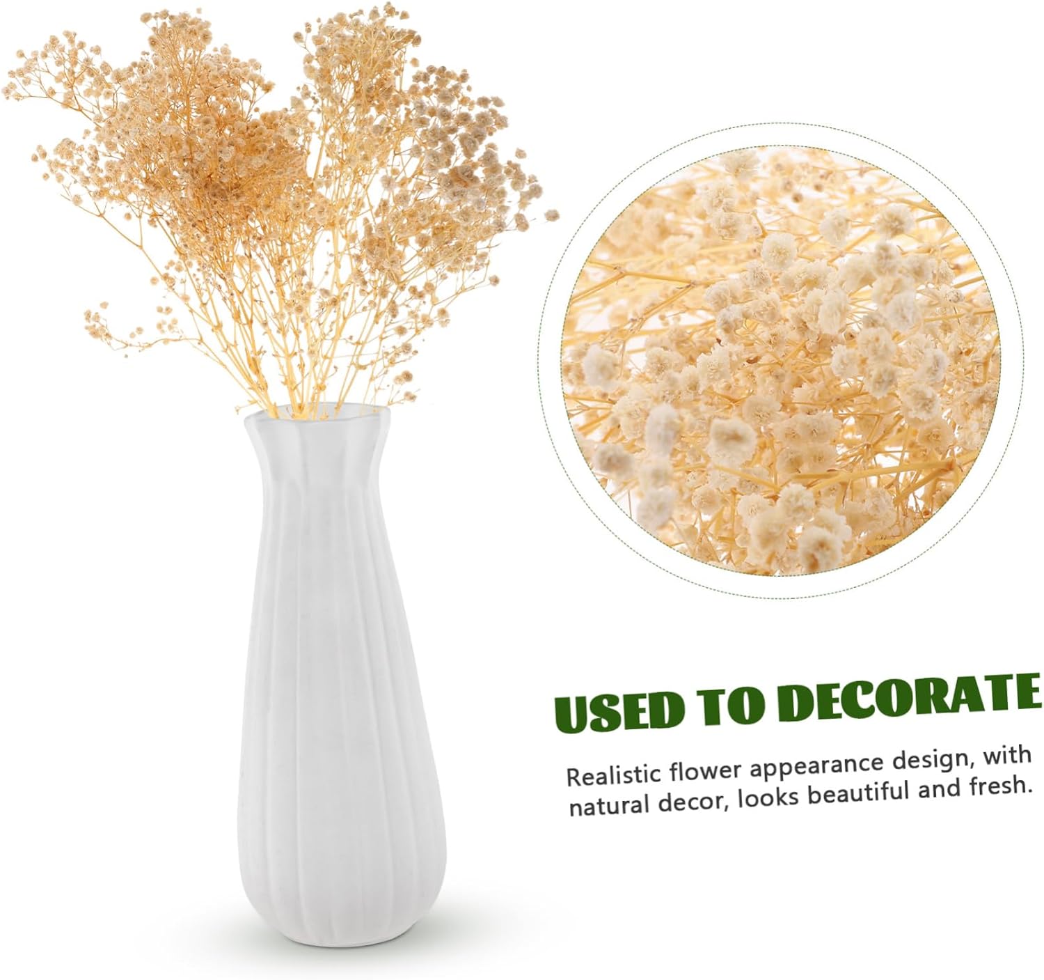 PRETYZOOM Dried Gypsophila Bouquets White Breath Flowers Wedding Decorations Rustic Floral Bunches for Home Party Table Centerpiece
