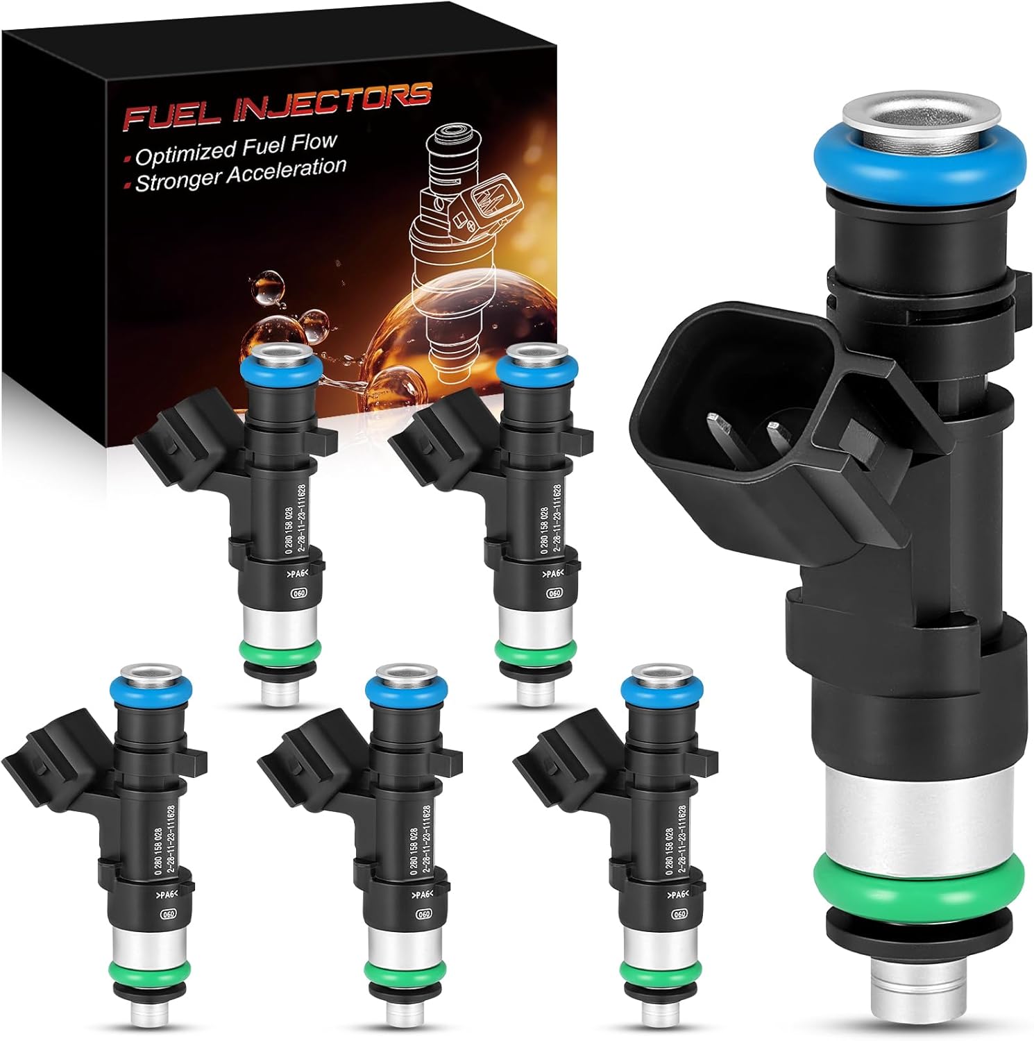 0280158028 Fuel Injectors Fit For:-Dodge Charger Challenger Journey Avenger Nitro Magnum Stratus 2004-2010, For:-Chrysler 300 Sebring Town and Country Pacifica (6 Pack)