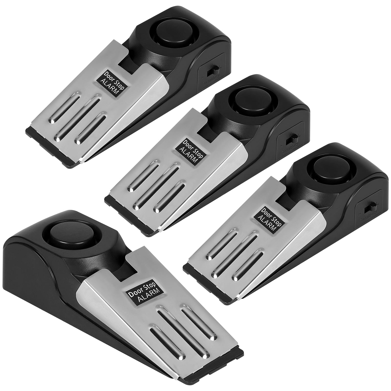 DBREAKS 4 Door Stoppers, Door Wedge with Alarm 120 dB, Door Entry Alarm, 3 Door Stop, Door Alarm for Hotel Home Travel Security