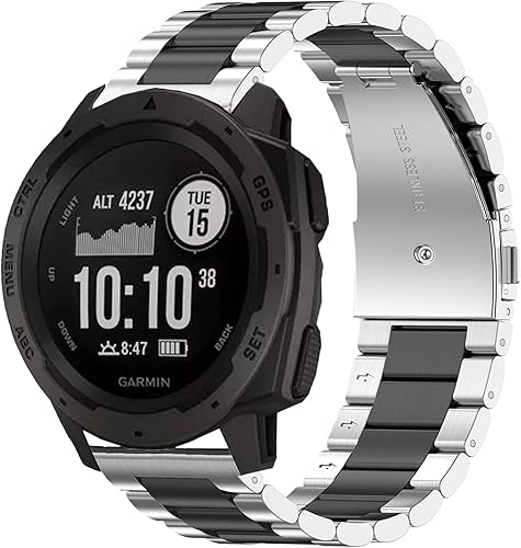 GARTOO Bandas para Garmin Instinct & Instinct 2 Solar, bandas de reloj de acero inoxidable, Tactical & Tide Edition para hombre