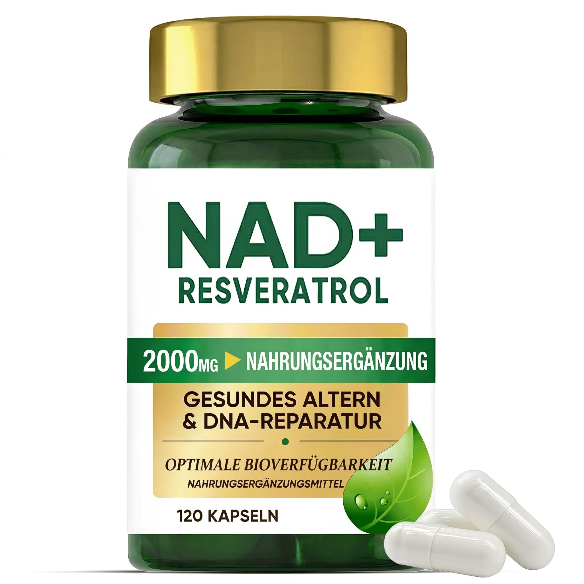 NAD Plus Resveratrol Kapseln, Hochdosierte NMN Alternative Supplement für Tägliche Energie, 120 Stück