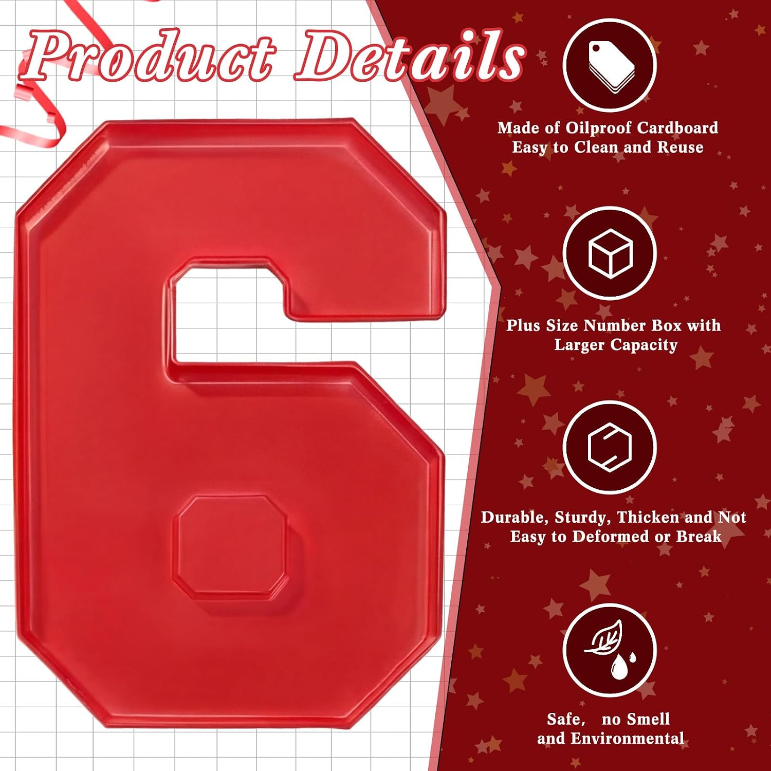 Tellingyou 4 Pcs 13.7" 2026 Charcuterie Numbers Fillable Graduation Disposable Mache Box Chocolate Candy Tray Grad Container Decoration(Red,2026)