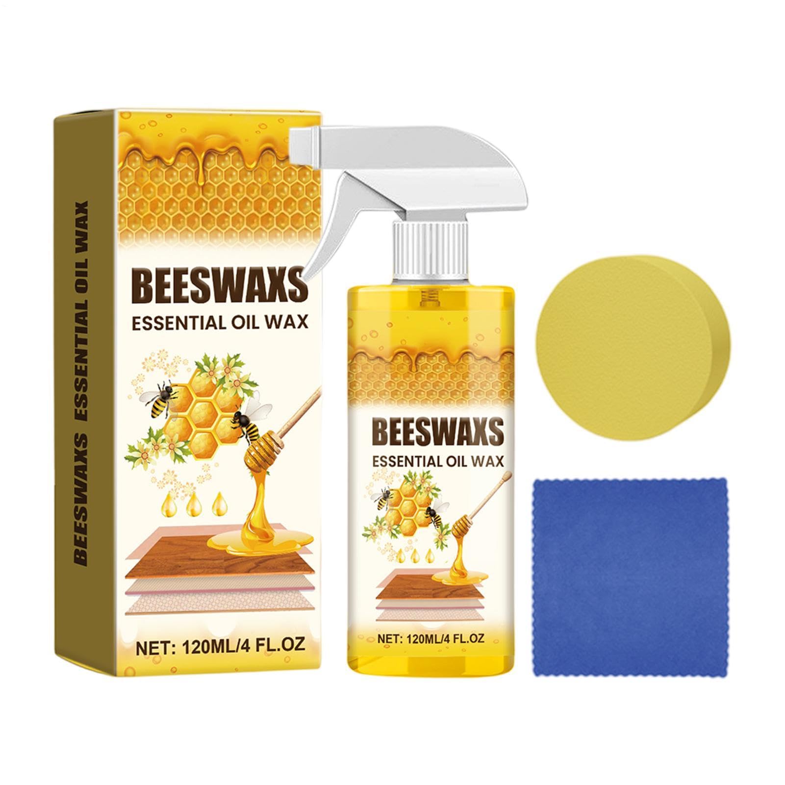 Wosk pszczeli spray do mebli, 120 ml, naturalny, wielofunkcyjny środek do pielęgnacji mebli z drewna, do podłóg, sypialni, salonu, jadalni, korytarza, domu, wnętrz, stołów, krzeseł, szafek