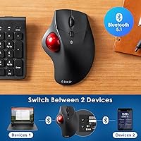 Vista 6 de SANWA Ratón ergonómico inalámbrico Bluetooth de Trackball, ratón óptico Rollerball, botones silenciosos programables, Trackball de 1.575 pulgadas