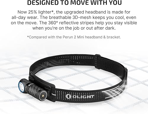 Miniatura 6 de OLIGHT Perun 3 Mini Linterna Frontal Premium de 1250 Lúmenes Linterna con Caja de Carga Tipo C, Linterna Frontal Recargable con Opción de Luz Roja,