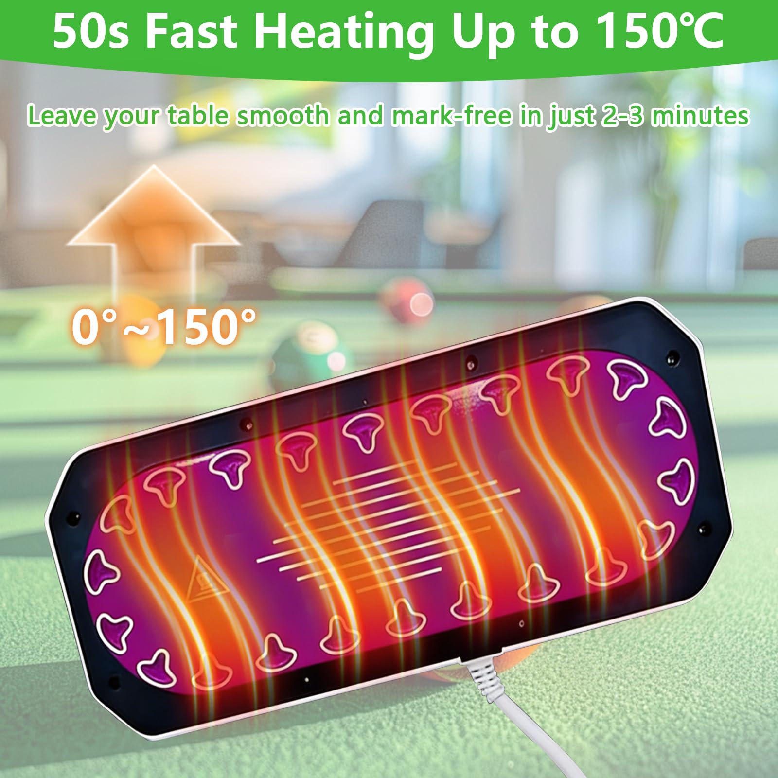 Billard Tischtuch Eisen für Snooker, Billardtische Tischdeckenbügeleisen mit 4m langes Netzkabel, 0-150℃ Temperaturregelung per Touchscreen, Billardtischbezüge Für Billardhallen, Spielzimmer und Clubs