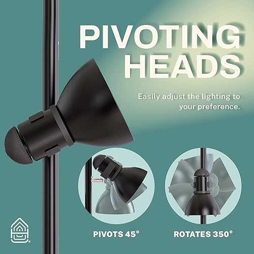 Miniatura 4 de Lámpara de pie de 3 luces para sala de estar, dormitorio, oficina, lámparas de pie modernas y ajustables, iluminación brillante de 60 W, luz de