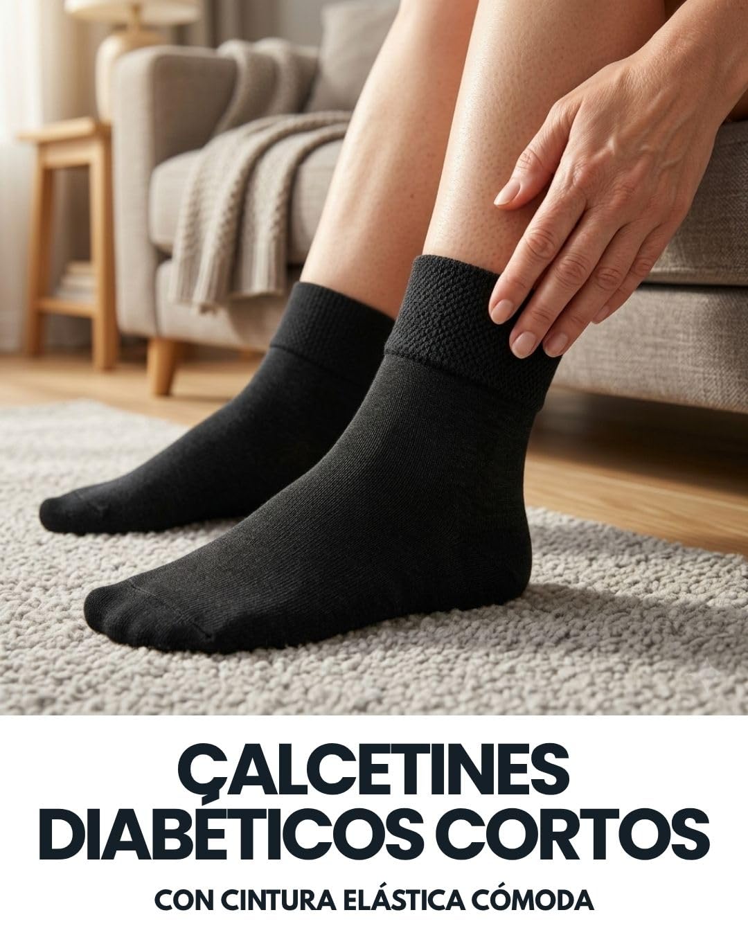 sockenkauf24 10 Pares Calcetines Diabéticos Cortos sin Elástico y sin Costuras con Cintura de Confort Hombre Mujer Algodón