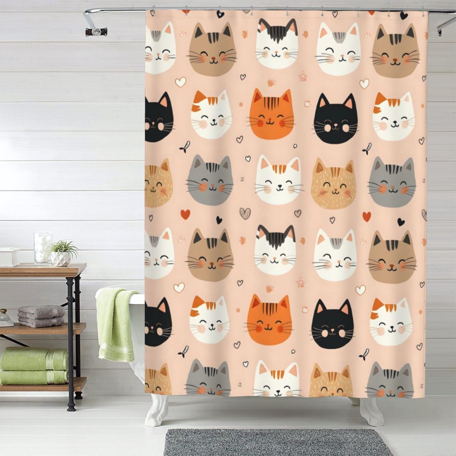 Rideau de douche chat mignon coloré pour créer un havre de paix et de tendresse