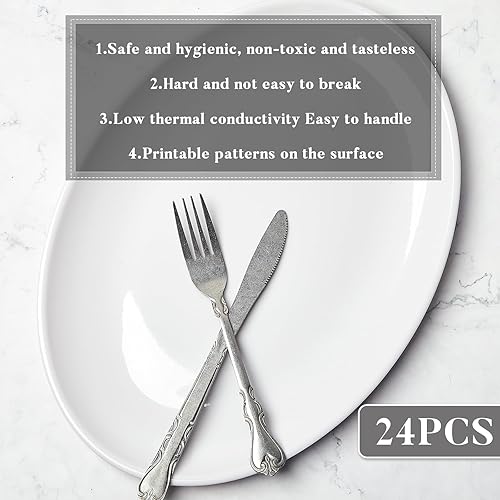 Vista 9 de Dandat 12 bandejas grandes ovaladas para servir platos blancos para bodas, fiestas, restaurantes, carnes caseras, tacos, sushi, aperitivos, pasteles