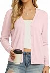 GRECERELLE Cardigan for Women Open Front Long Sleeve Sweater Lightweight V-Neck Button Down Outwear