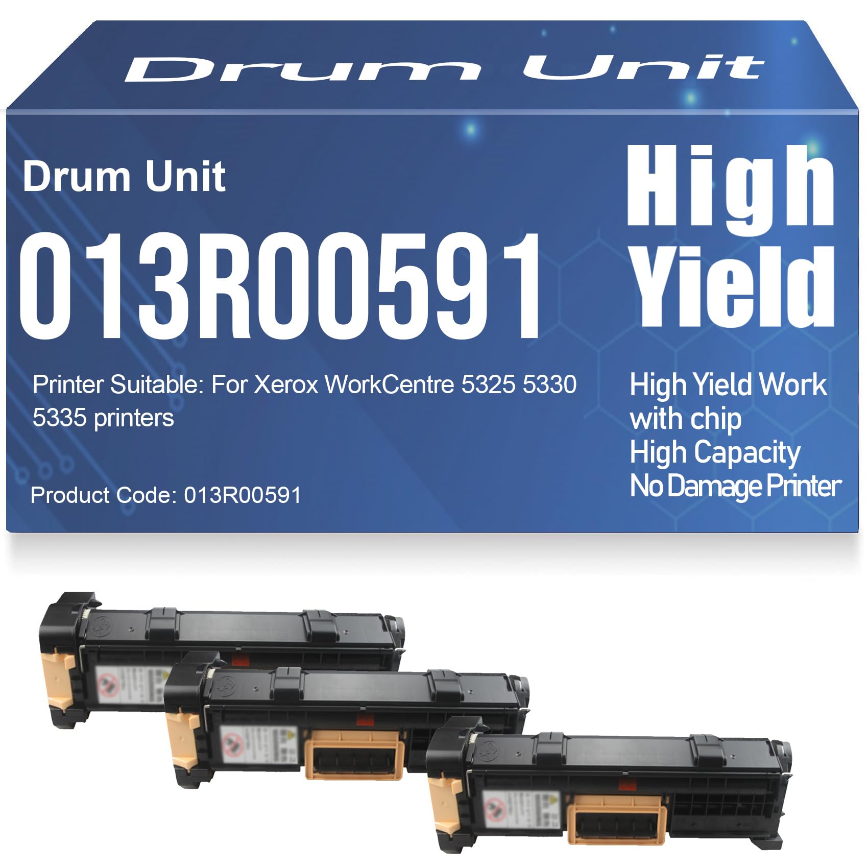 Unità tamburo 013R00591 compatibile con unità di imaging 5325 5330 5335 Alta capacità per Xerox WorkCentre 5325 5330 5335 Stampanti: 96.000 pagine,3PC-Black