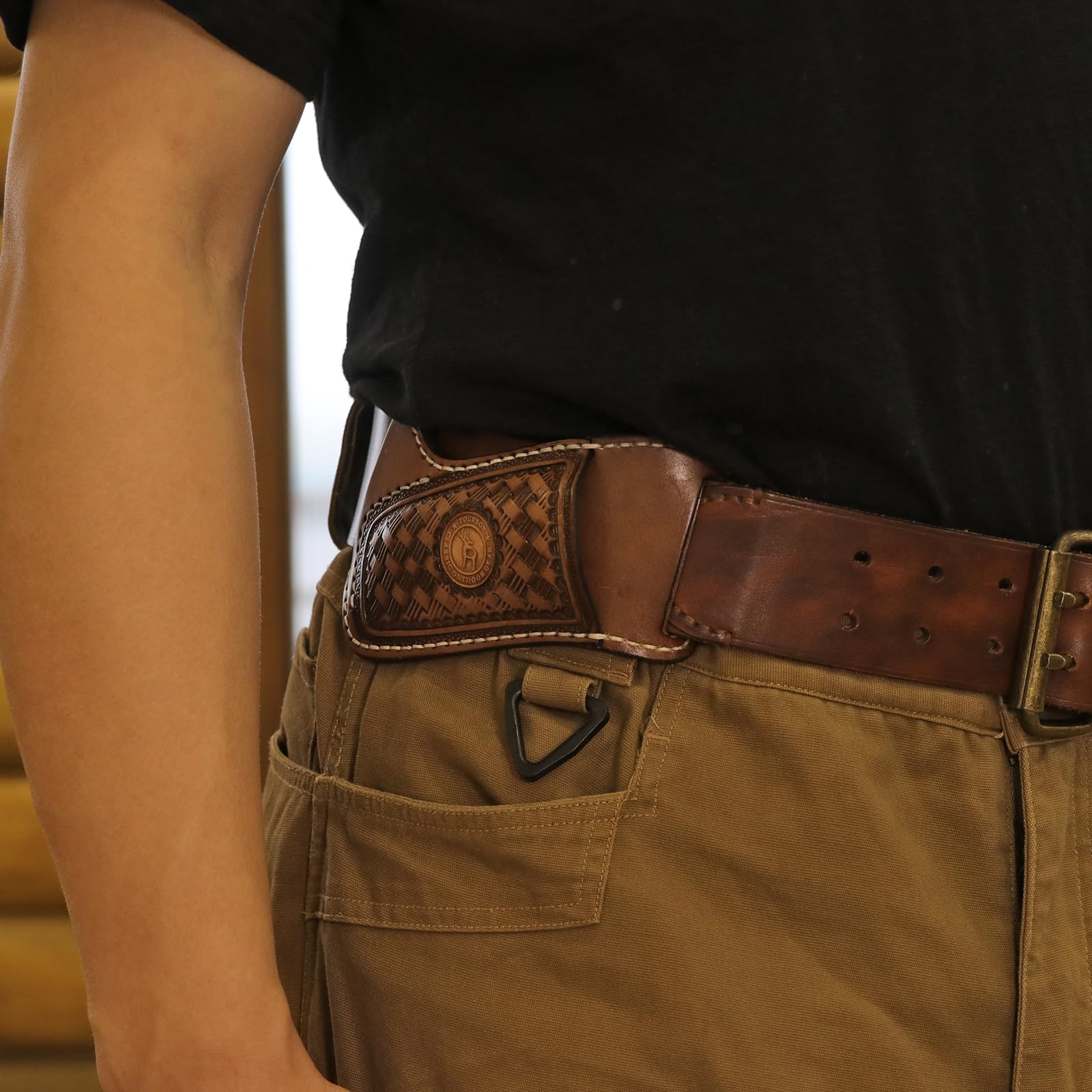 TOURBON Fodero In Pelle Per Coltello Tascabile - Portacoltello Da Cintura EDC, Regalo Per Uomo - Foto 8