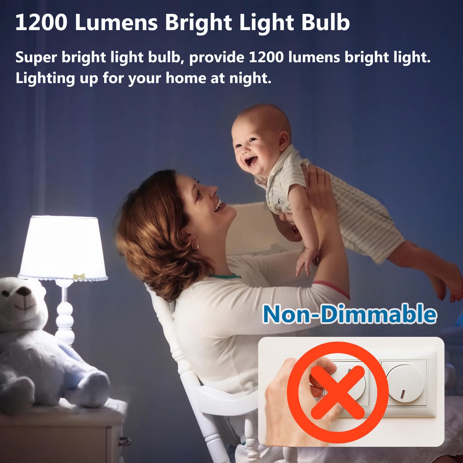 A19 LED Light Bulbs 100 Watt Equivalent HengBo 6500K Daylight White Light Bulb 12W 1200 Lumens Non-Dimmable E26 — view 3