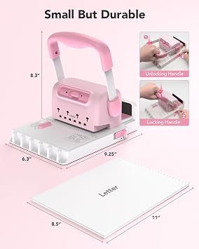 MAKEASY Spiral Cinch Binding Machine - Punches 30 Sheets - 2 in 1 Wire & Disc - Portable Book Binding Kit for DIY Booklets, Journals, Planners & Scrapbooks, Includes Starter Accessories