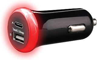 LRIPL 15W Dual Port Fast Car Charger, Type-C & USB Port 15V 3.1A Compatible with iPhone, Android Phones, Smartwatch, Earbu... Price In India