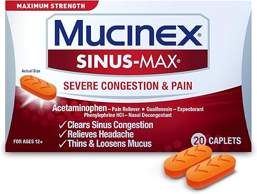 Miniatura 1 de Mucinex Sinus-Max Max Strength Severe Tabletas para la congestión y el dolor Paquete de 1