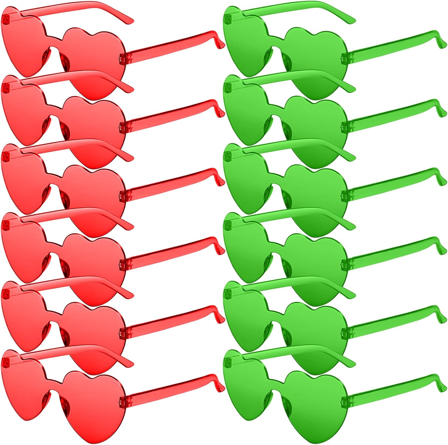RTBOFY 12 Pack Heart Shaped Sunglasses Bulk with Transparent Candy Color for Women Party Favor