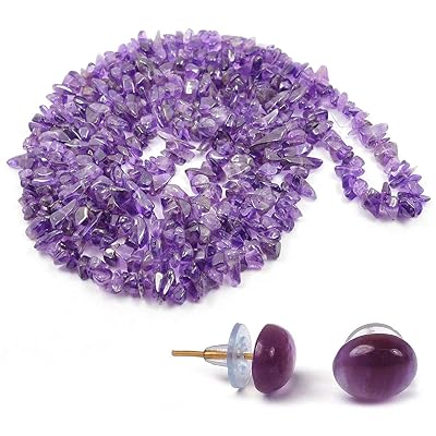 Reiki Crystal Products Natural Amethyst Necklace/Mala with Earring Set for Reiki Healing and Crystal Healing Stone