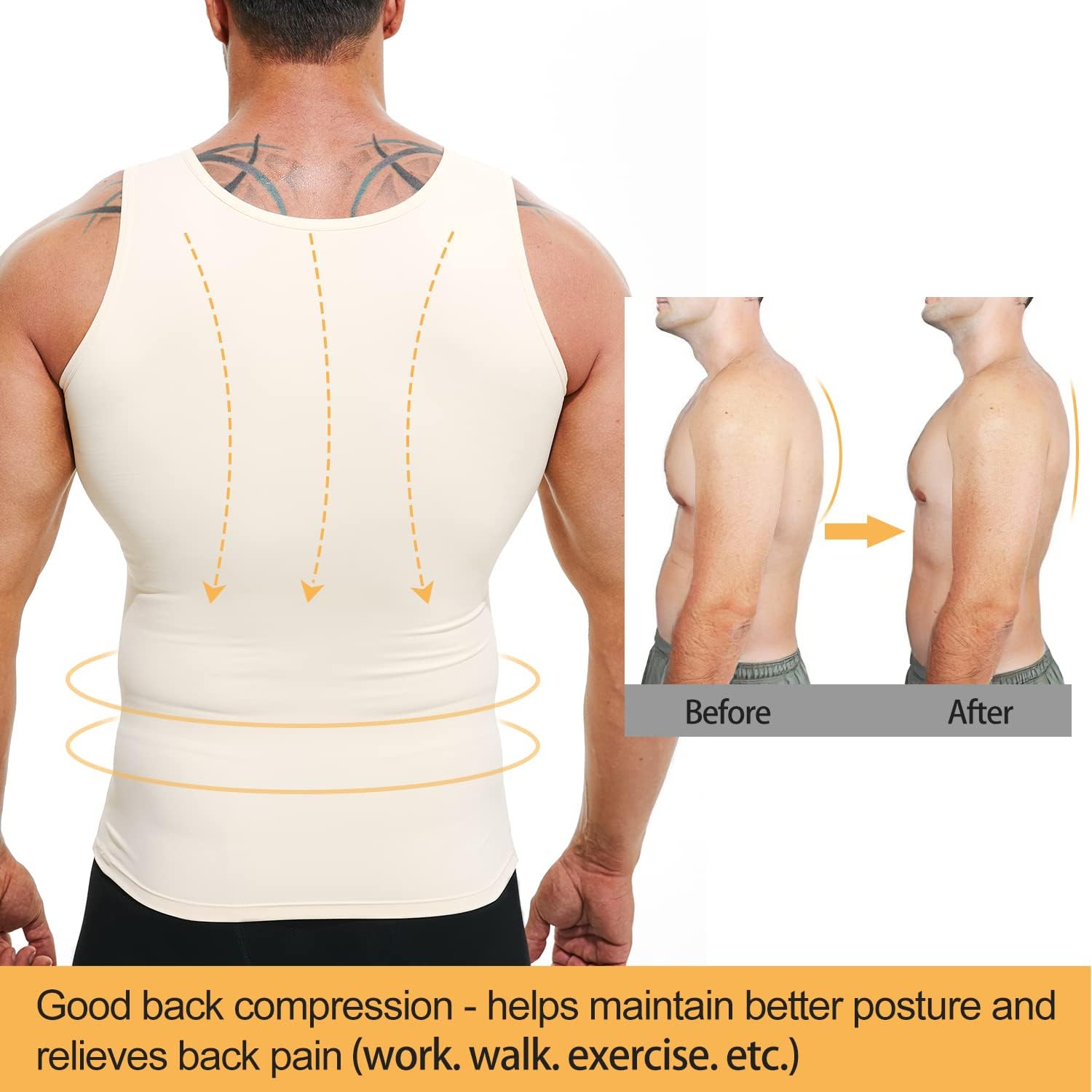 Mens Compression Shirt Slimming Undershirt Body Shaper Vest Workout Tank Tops Shapewear Abs Abdomen - Image 4