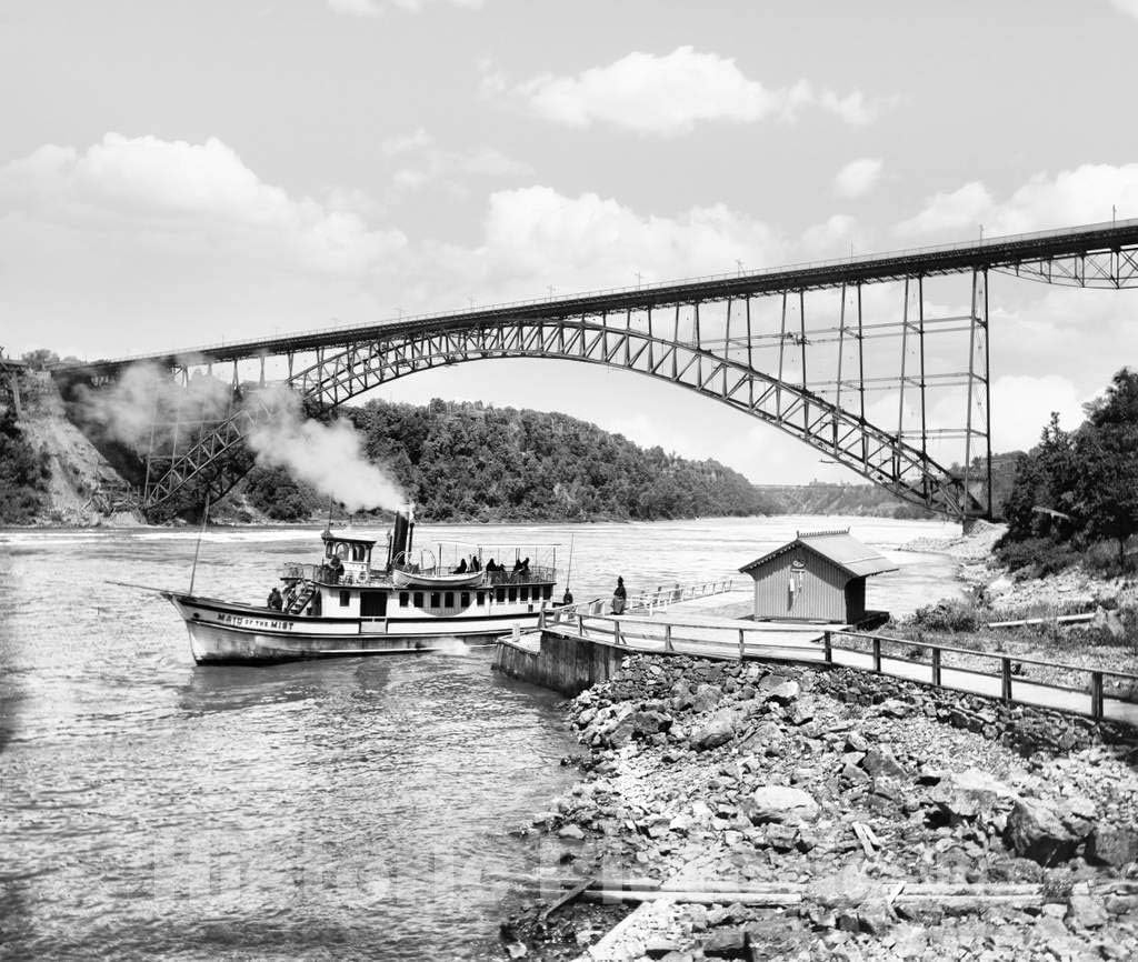 Restored Black & White Photo - Historic Niagara Falls, New York - The Maid of the Mist, c1903-30in x 24in