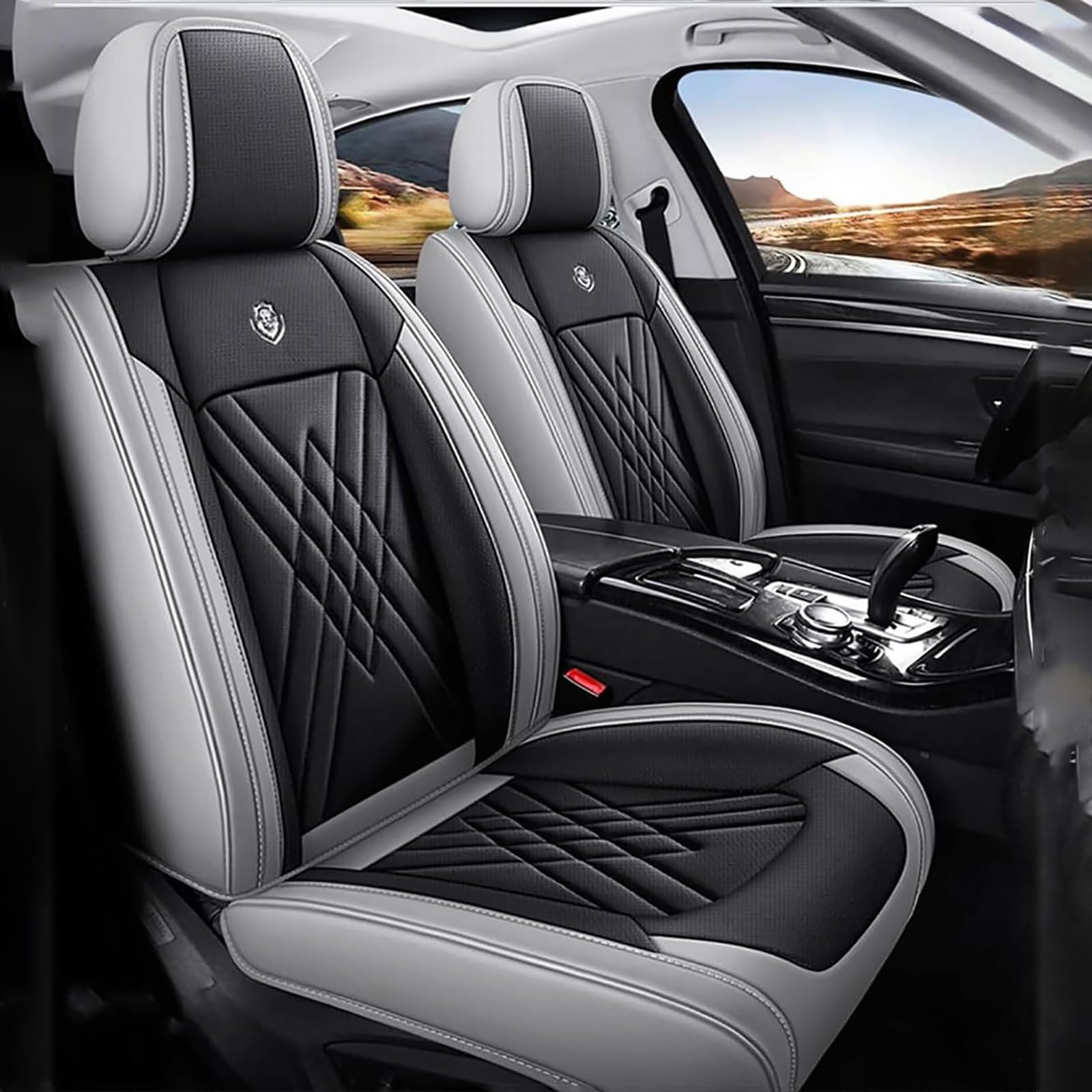 LUUXWPFZ Car Seat Covers Full Set, for MG ZS Hybrid+ Luxury (2024) Premium Waterproof Luxury Leather Breathable Durable Interior Protectors Cushion Set,A